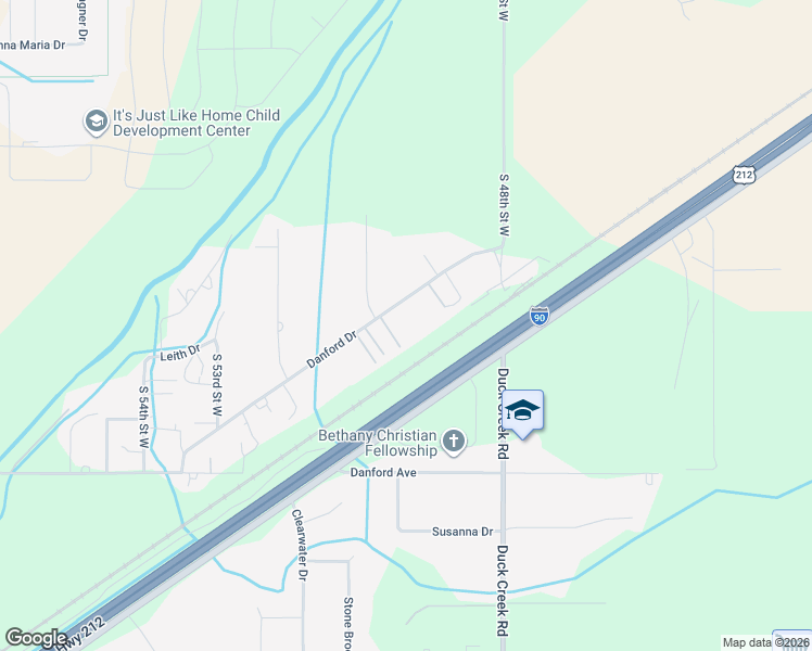 map of restaurants, bars, coffee shops, grocery stores, and more near 4952 Danford Drive in Billings