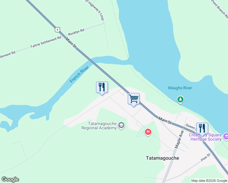 map of restaurants, bars, coffee shops, grocery stores, and more near 17 Lake Road in Tatamagouche