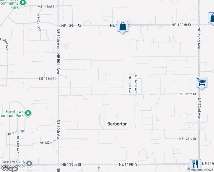 map of restaurants, bars, coffee shops, grocery stores, and more near 5705 Northeast 130th St in Vancouver