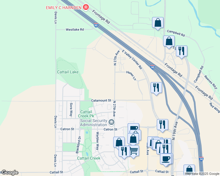 map of restaurants, bars, coffee shops, grocery stores, and more near 3345 North 27th Avenue in Bozeman