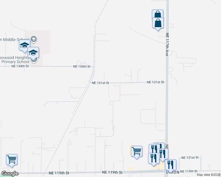 map of restaurants, bars, coffee shops, grocery stores, and more near 10907 Northeast 131st Street in Vancouver