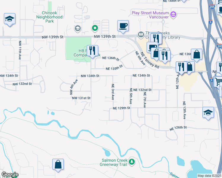 map of restaurants, bars, coffee shops, grocery stores, and more near 1808 Northeast 3rd Avenue in Vancouver