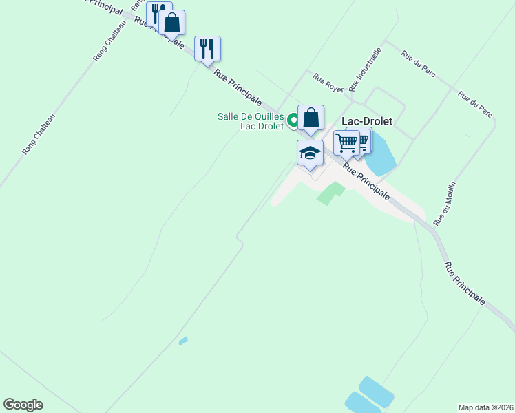 map of restaurants, bars, coffee shops, grocery stores, and more near 126 Rue Deschênes in Lac-Drolet