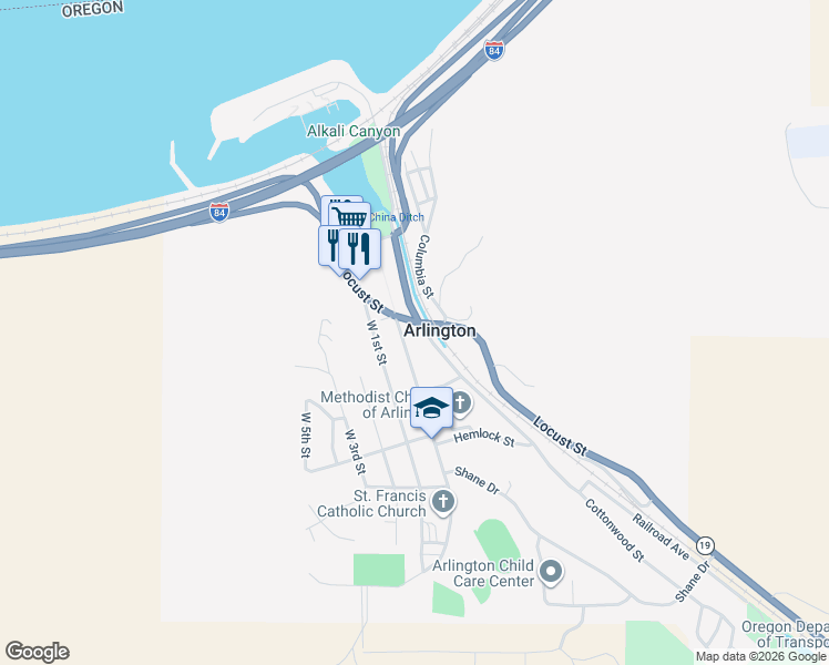 map of restaurants, bars, coffee shops, grocery stores, and more near 725 Cottonwood Street in Arlington