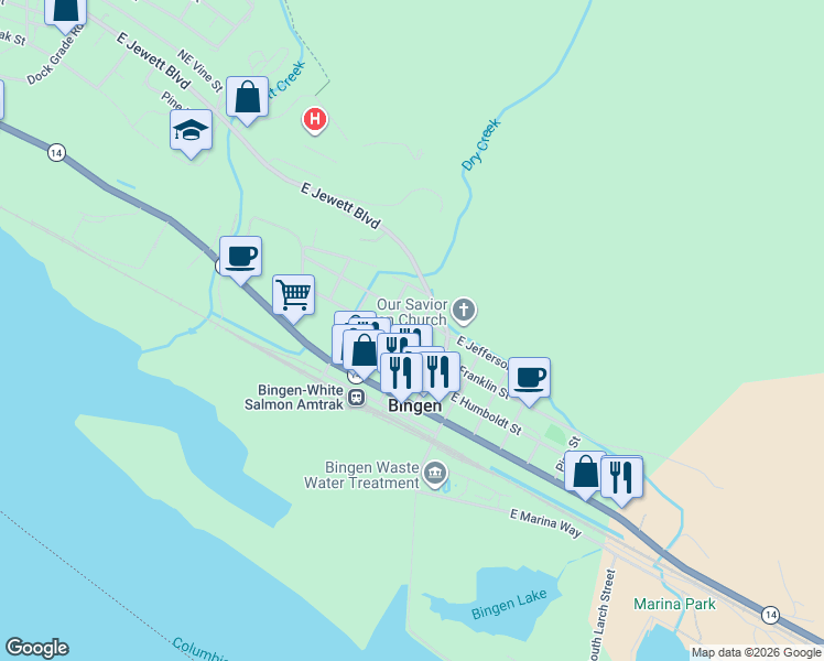 map of restaurants, bars, coffee shops, grocery stores, and more near 307 Ash Street in Cook