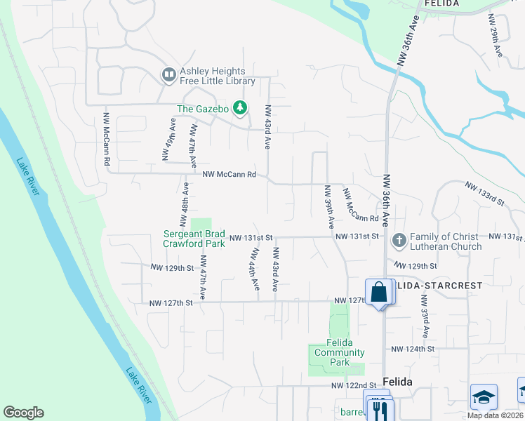 map of restaurants, bars, coffee shops, grocery stores, and more near 13204 Northwest 43rd Court in Vancouver