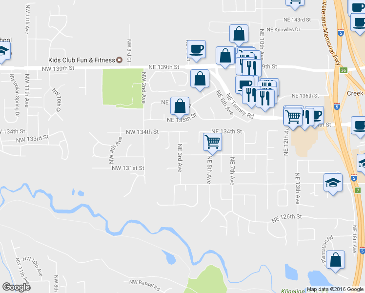 map of restaurants, bars, coffee shops, grocery stores, and more near 301 Northeast 133rd Circle in Vancouver