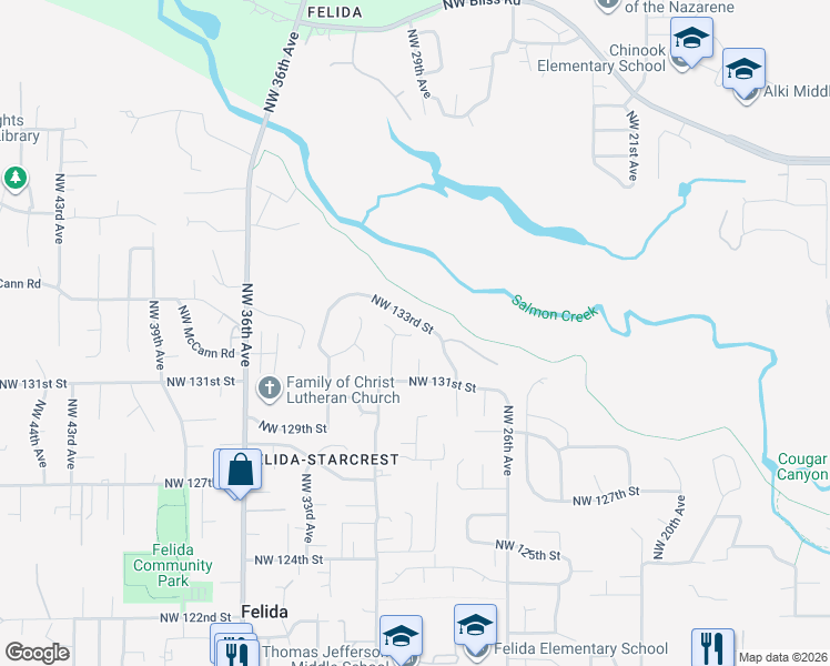 map of restaurants, bars, coffee shops, grocery stores, and more near 13213 NW 30th Ct in Vancouver