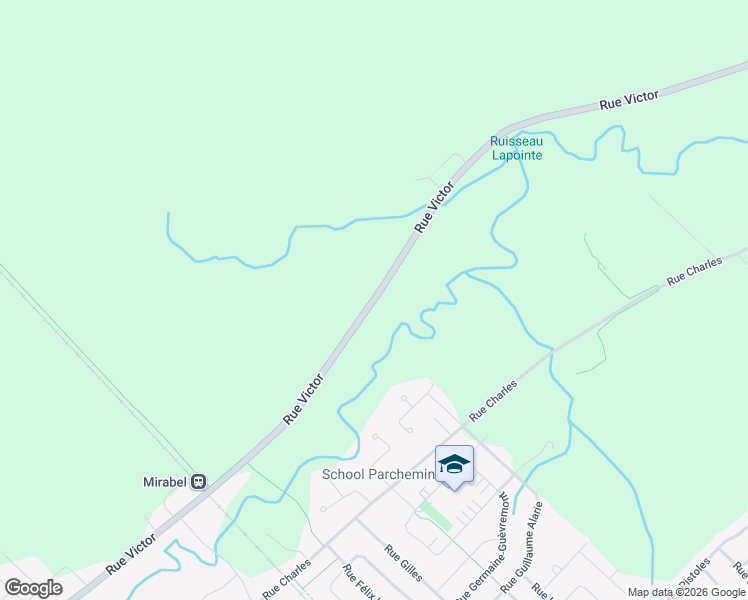 map of restaurants, bars, coffee shops, grocery stores, and more near Rue Victor in Mirabel