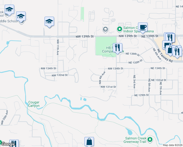 map of restaurants, bars, coffee shops, grocery stores, and more near 13219 Northwest 6th Avenue in Vancouver