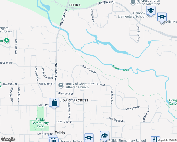 map of restaurants, bars, coffee shops, grocery stores, and more near 13213 Northwest 30th Court in Vancouver