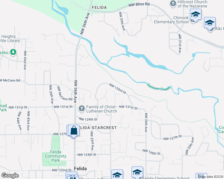 map of restaurants, bars, coffee shops, grocery stores, and more near 13218 Northwest 30th Court in Vancouver