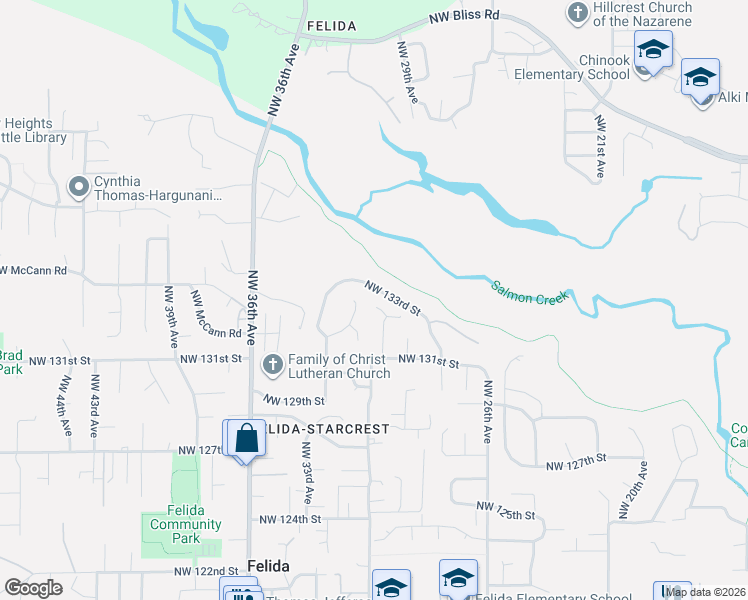 map of restaurants, bars, coffee shops, grocery stores, and more near 3017 Northwest 132nd Circle in Vancouver