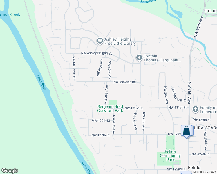 map of restaurants, bars, coffee shops, grocery stores, and more near 4613 Northwest 135th Circle in Vancouver