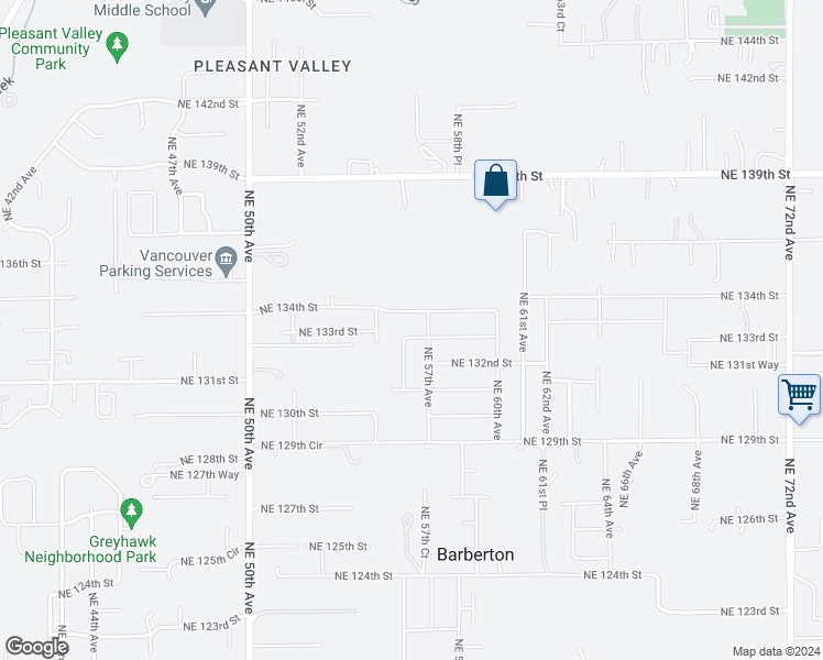 map of restaurants, bars, coffee shops, grocery stores, and more near 5604 Northeast 133rd Street in Vancouver