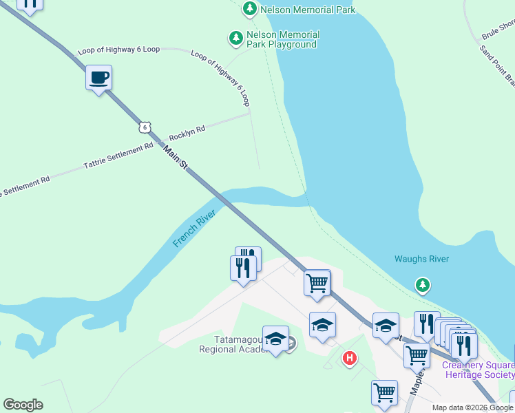 map of restaurants, bars, coffee shops, grocery stores, and more near 25 Sunrise Trail in Tatamagouche