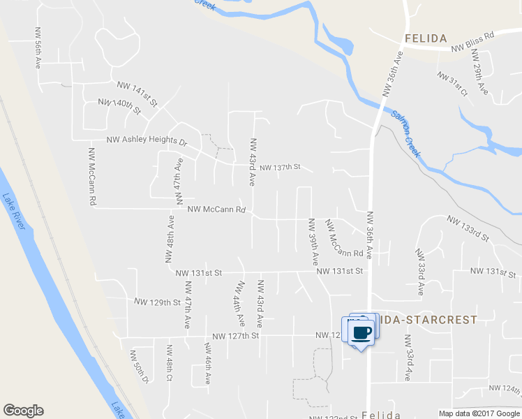 map of restaurants, bars, coffee shops, grocery stores, and more near 4218 Northwest McCann Road in Vancouver