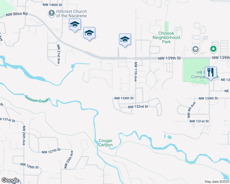 map of restaurants, bars, coffee shops, grocery stores, and more near 13415 Northwest 14th Avenue in Vancouver