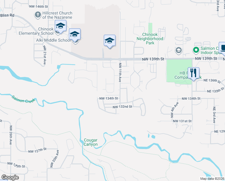 map of restaurants, bars, coffee shops, grocery stores, and more near 13410 NW Indian Spring Dr in Vancouver