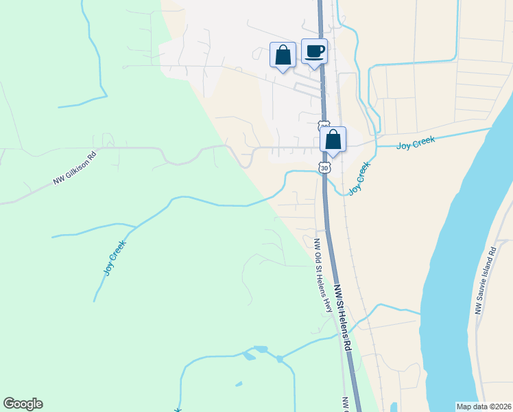 map of restaurants, bars, coffee shops, grocery stores, and more near 27121 Northwest Saint Helens Road in Scappoose