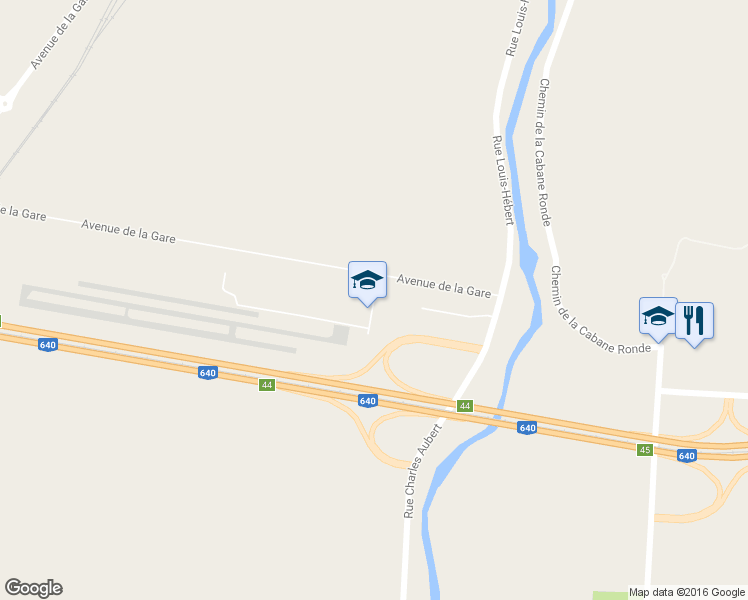 map of restaurants, bars, coffee shops, grocery stores, and more near Rue Louis-Blériot in Mascouche