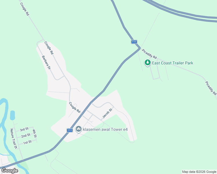 map of restaurants, bars, coffee shops, grocery stores, and more near 1347 New Brunswick 111 in Sussex Corner