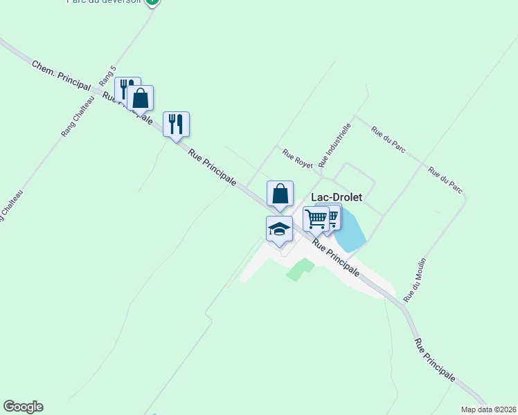 map of restaurants, bars, coffee shops, grocery stores, and more near 731 Rue Principale in Lac-Drolet
