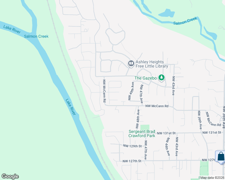 map of restaurants, bars, coffee shops, grocery stores, and more near 5107 Northwest 137th Way in Vancouver