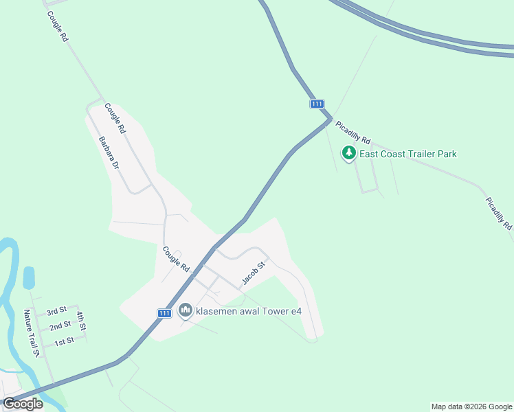 map of restaurants, bars, coffee shops, grocery stores, and more near 1347 New Brunswick 111 in Sussex Corner