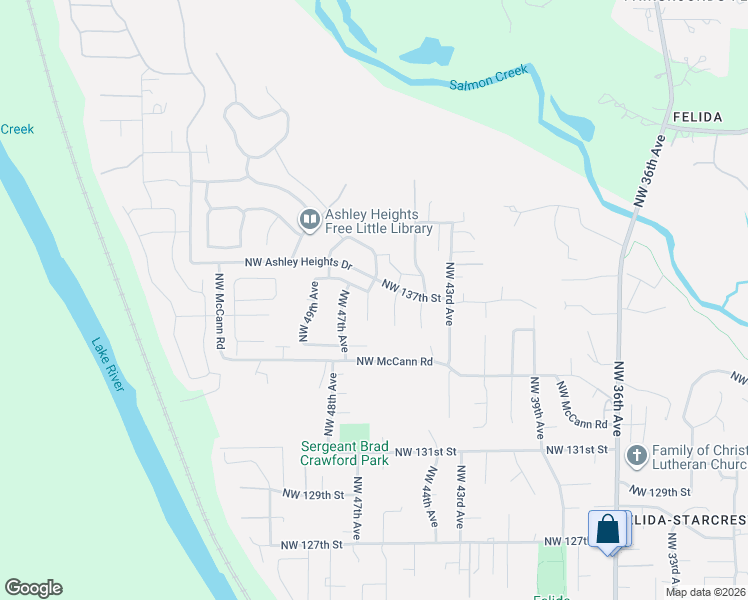 map of restaurants, bars, coffee shops, grocery stores, and more near 13614 Northwest 45th Court in Vancouver