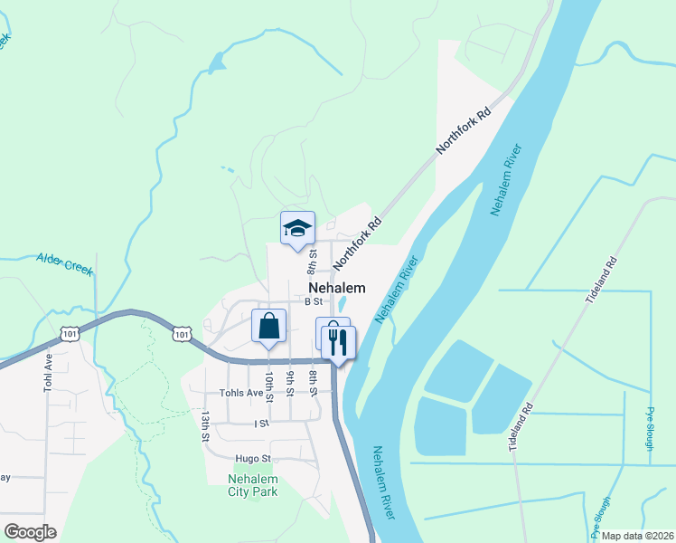 map of restaurants, bars, coffee shops, grocery stores, and more near in Nehalem