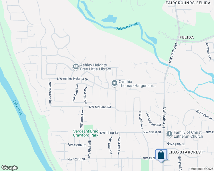 map of restaurants, bars, coffee shops, grocery stores, and more near 13616 Northwest 44th Court in Vancouver