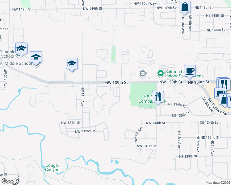map of restaurants, bars, coffee shops, grocery stores, and more near 13706 Northwest 7th Avenue in Vancouver