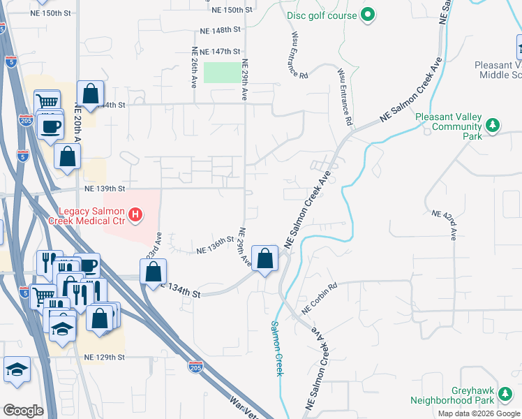 map of restaurants, bars, coffee shops, grocery stores, and more near 13815 Northeast 29th Avenue in Vancouver