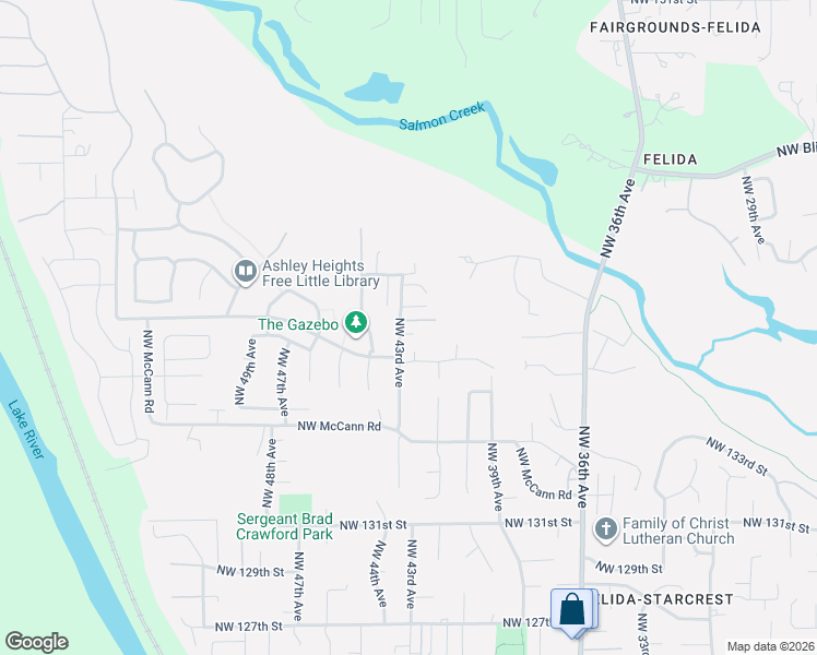 map of restaurants, bars, coffee shops, grocery stores, and more near 13909 Northwest 43rd Avenue in Vancouver