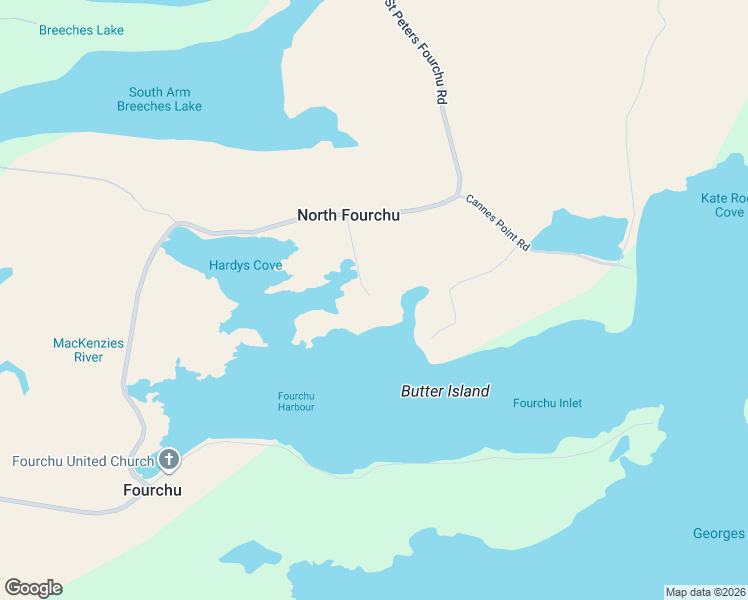 map of restaurants, bars, coffee shops, grocery stores, and more near 9684 Saint Peters Fourchu Road in Fourchu