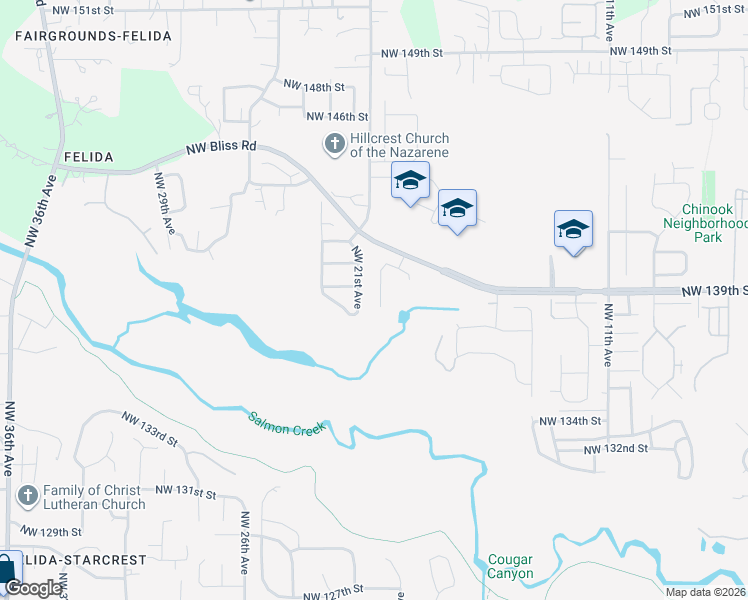 map of restaurants, bars, coffee shops, grocery stores, and more near 13816 Northwest 20th Court in Vancouver