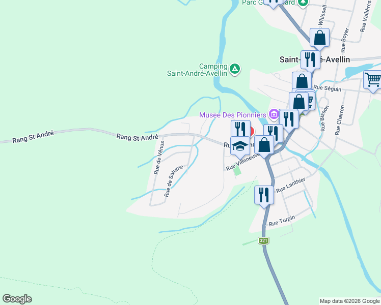 map of restaurants, bars, coffee shops, grocery stores, and more near 51 Rue René-Boyer in Saint-André-Avellin