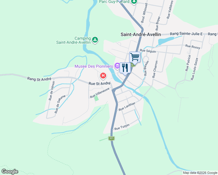 map of restaurants, bars, coffee shops, grocery stores, and more near 3 Rue Saint André in Saint-André-Avellin