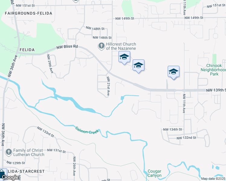 map of restaurants, bars, coffee shops, grocery stores, and more near 13816 Northwest 20th Court in Vancouver
