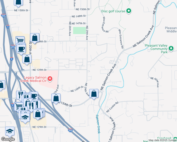 map of restaurants, bars, coffee shops, grocery stores, and more near 13815 Northeast 29th Avenue in Vancouver