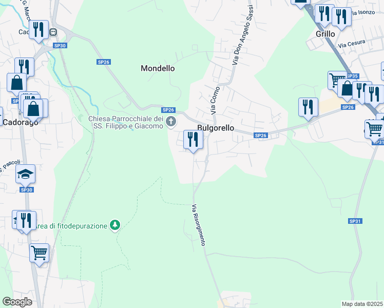 map of restaurants, bars, coffee shops, grocery stores, and more near 2 Via Clerici in Bulgorello