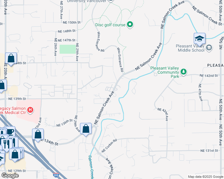 map of restaurants, bars, coffee shops, grocery stores, and more near 14017 Northeast Salmon Creek Avenue in Vancouver