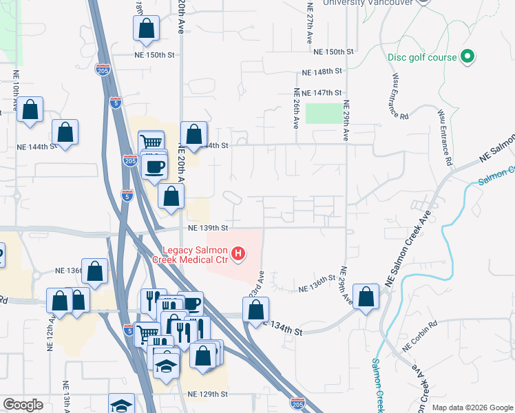 map of restaurants, bars, coffee shops, grocery stores, and more near 2406 Northeast 139th Street in Vancouver