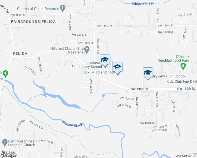 map of restaurants, bars, coffee shops, grocery stores, and more near 1908 Northwest 140th Circle in Vancouver