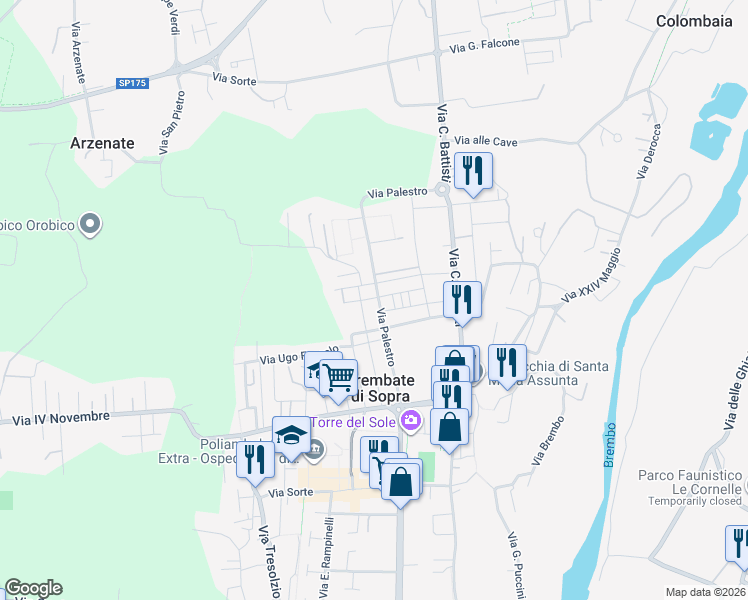 map of restaurants, bars, coffee shops, grocery stores, and more near 1 Via delle Primule in Brembate di Sopra