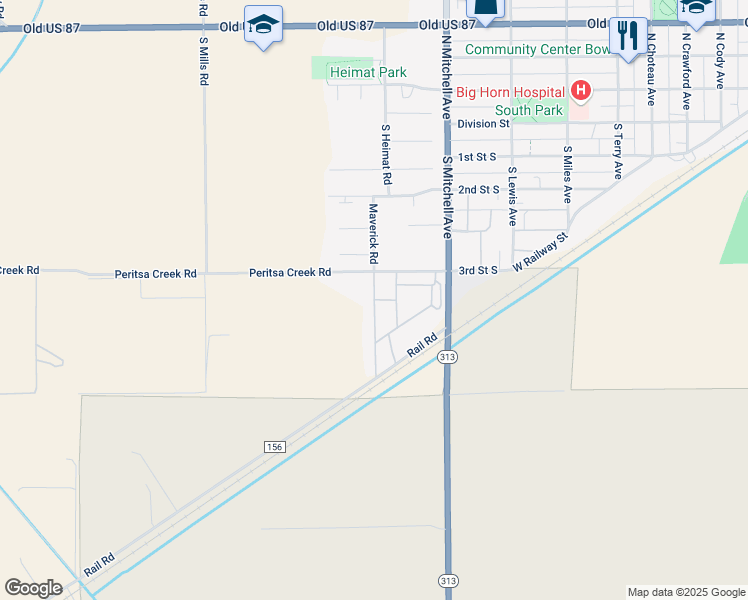 map of restaurants, bars, coffee shops, grocery stores, and more near 345 Maverick Road in Hardin