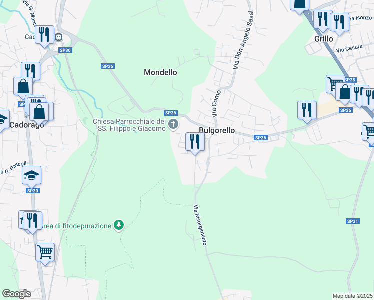 map of restaurants, bars, coffee shops, grocery stores, and more near 2 Via Clerici in Bulgorello