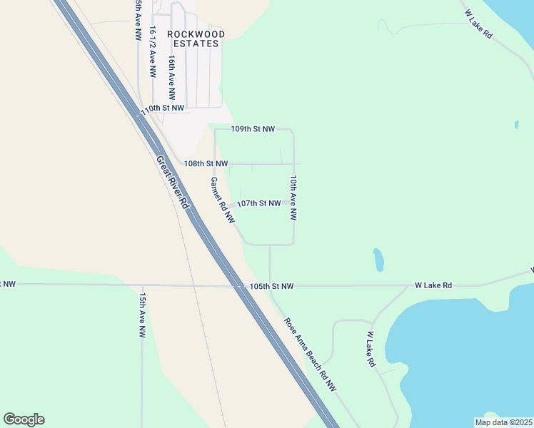 map of restaurants, bars, coffee shops, grocery stores, and more near 1050 107th Street Northwest in Rice
