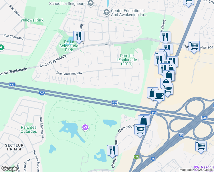 map of restaurants, bars, coffee shops, grocery stores, and more near 209 Rue de Boissy in Mascouche